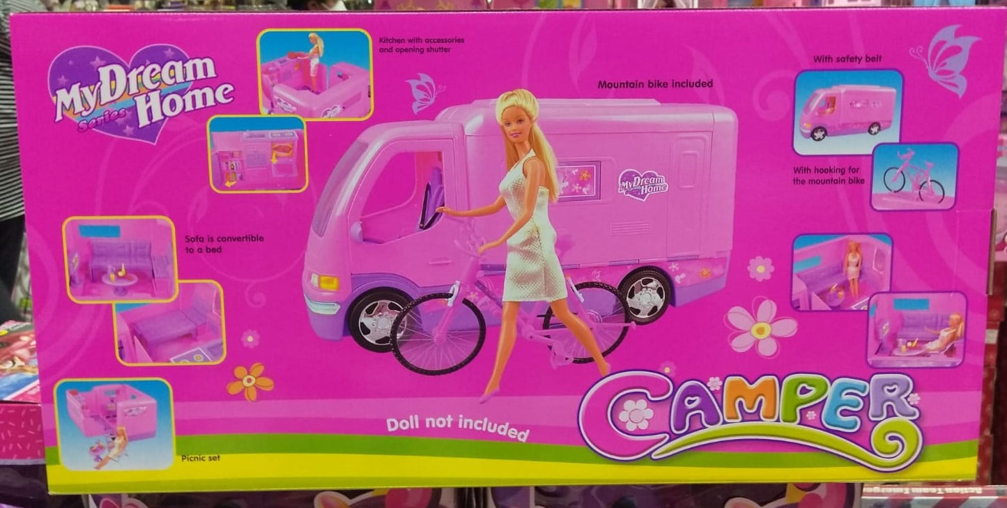 Camper De Barbie Con Bicicleta + Envió Gratis