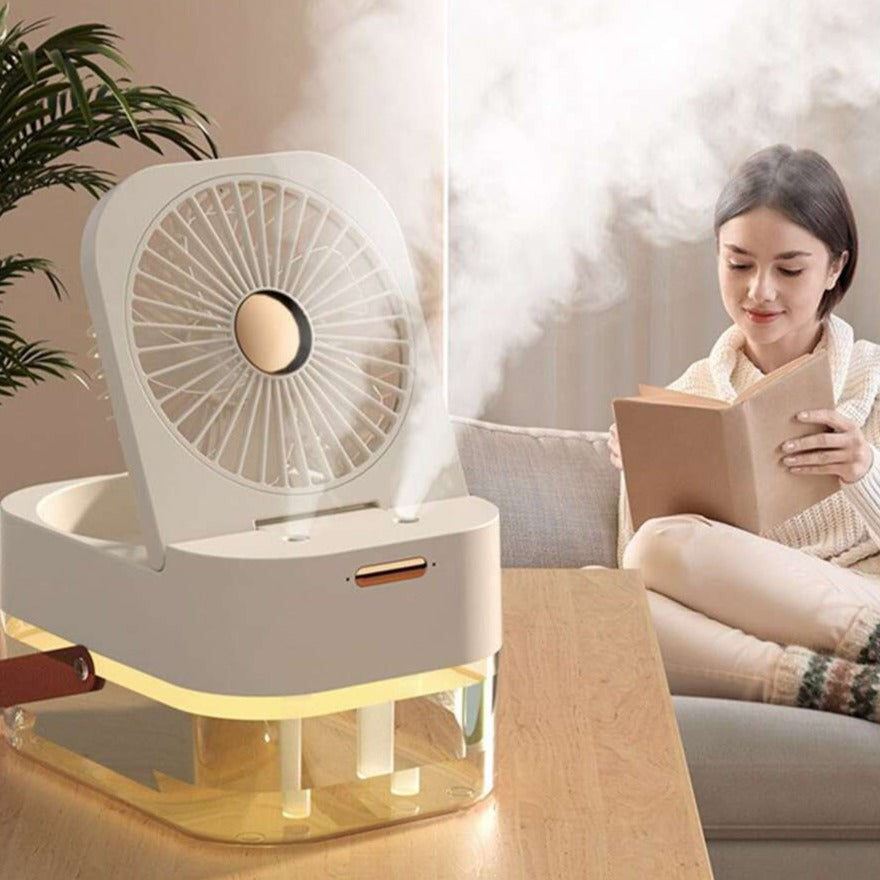 Ventilador Humidificador Doble Pulverización Con Luz Nocturna + Envio Gratis