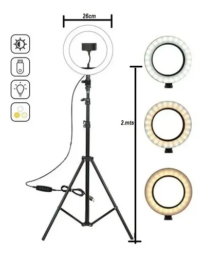 Aro De Luz 26 Cm Profesional 2 Metros De Altura