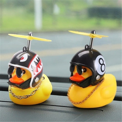 Patito Pato viajero Con Casco Hélice Lentes Cadena Para Bici Moto