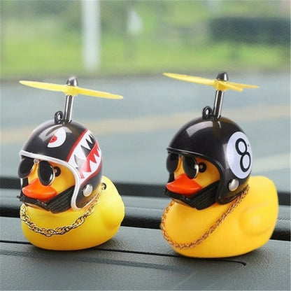 Patito Pato viajero Con Casco Hélice Lentes Cadena Para Bici Moto