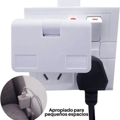 3 Unidades de Adaptador Extensor Toma Corriente 3 Puertos Giratorio 180° + Envió Gratis