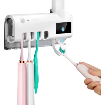 Soporte Esterilizador Cepillos + Dispensador Crema Dental