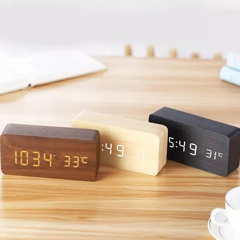 Reloj Despertador Digital Con Diseño De Madera  30 CM + Envió Gratis