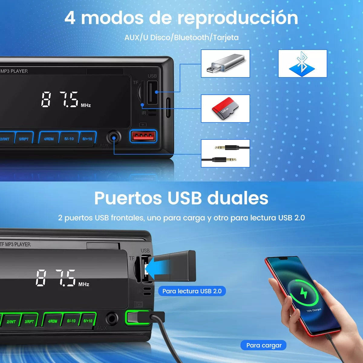 Radio Estereo De Carro Con Bluetooth + Envio Gratis