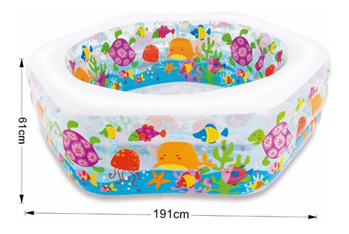 Piscina Infantil Inflable Con Piso Hexagonal Acolchado