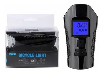 Odómetro Velocimetro Luz Y Pito Bicicletas 350 Lumens 3 En 1