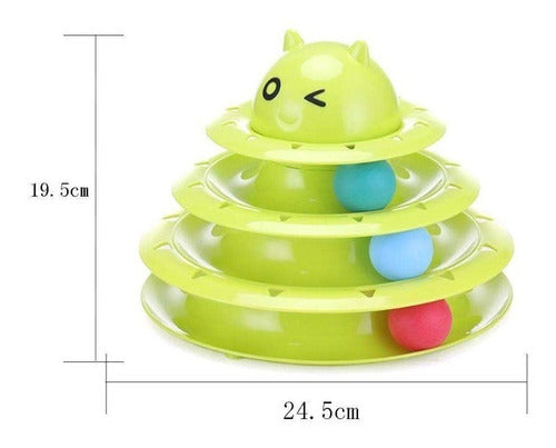 Juguete Para Gatos Torre De 3 Niveles Con Pelotas Giratorias