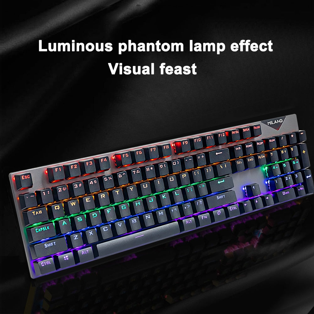 Mechanical Keyboard USB Wired Gaming Blue Red Switch 104keys Anti-Ghosting LED Backlit RGB for Gamer Laptop Computer