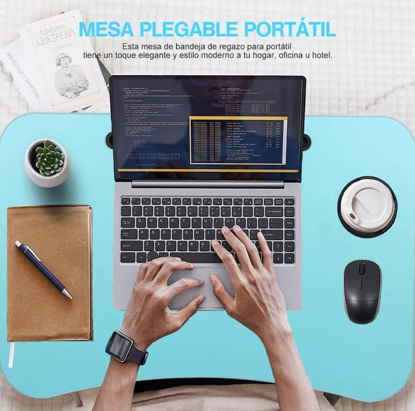 Mesa De Escritorio Plegable Con Porta Vasos + Envio Gratis