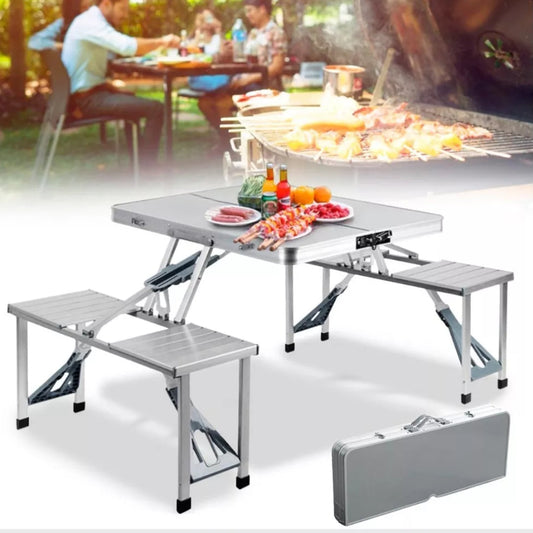 Mesa Plegable Portatil De Aluminio Con 4 Asientos + Envio Gratis