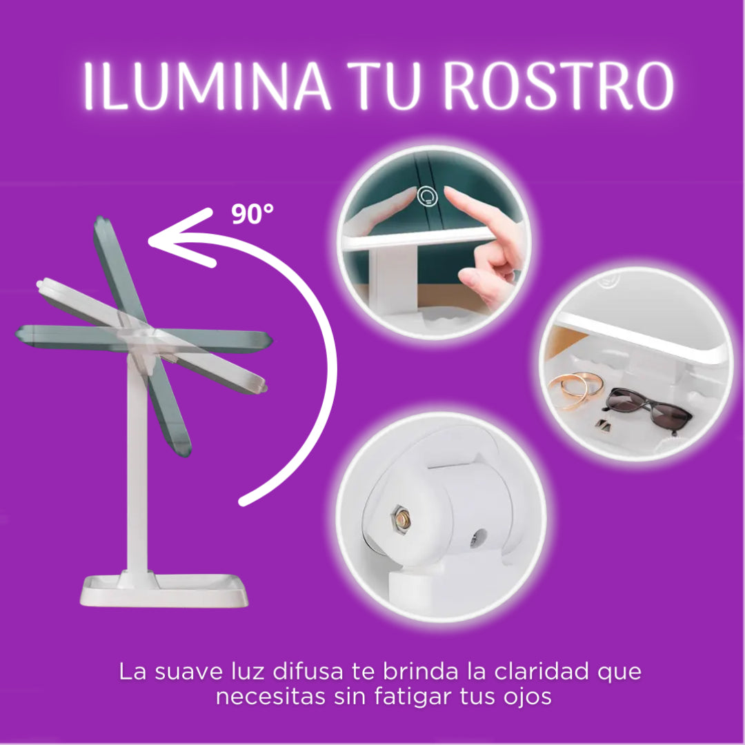 Espejo De Maquillaje Con Luz Led + Envio Gratis