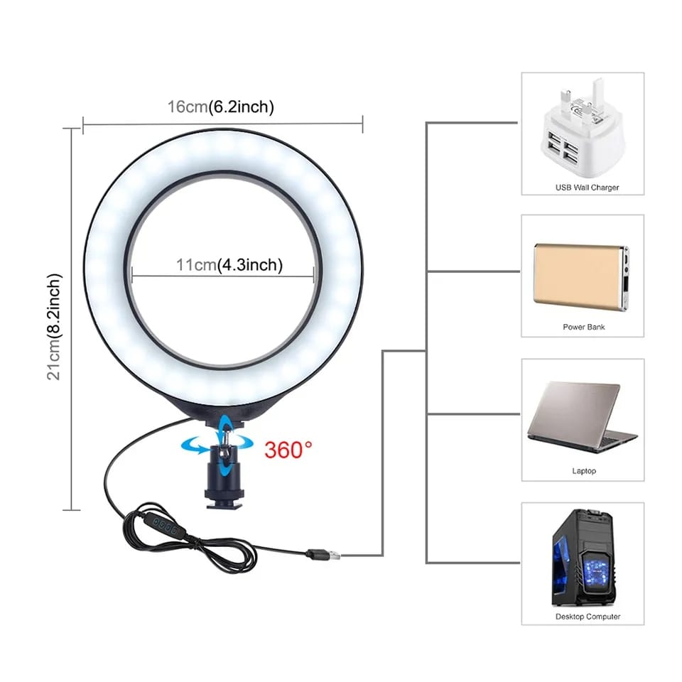 Aro De Luz 16 cm 3 Tonos Metálico+ Envio Gratis