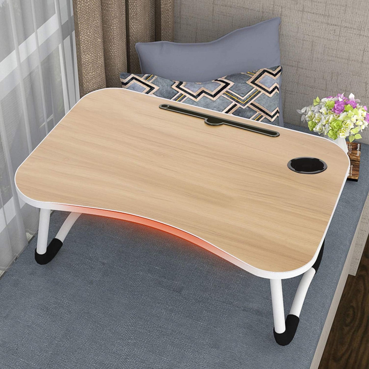 Mesa De Escritorio Plegable Con Porta Vasos + Envio Gratis