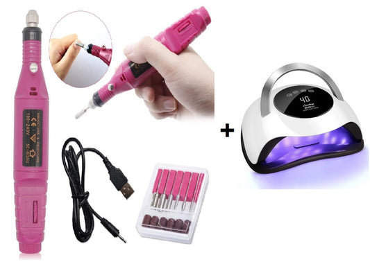 Combo de uñas Kit pulidor de uñas + Lampara Led secador de uñas