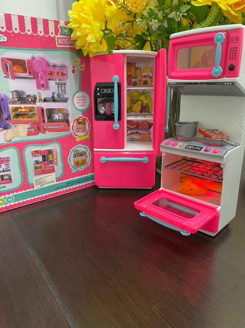 Mini Cocina De Juguete Para Niñas Con Accesorios (Funciona con pilas)