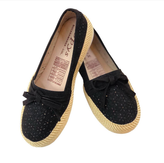 Zapatos Mocasines Para Dama Negro Con Moño y Punticos