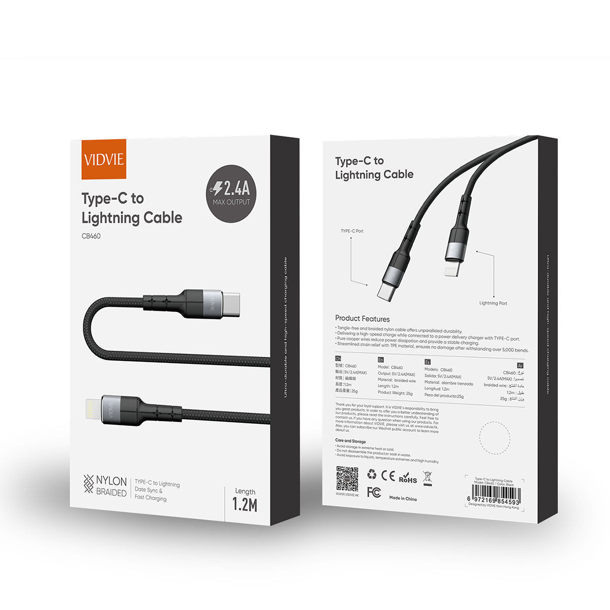 Cable De Carga Inteligente Para Celular Tipo C A Iphone Lightning Vidvie 1.2m