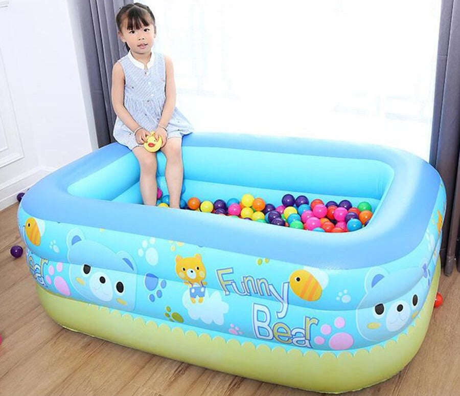 Piscina Inflable Rectangular Tres Anillos Con Diseño De Panda Medida 1.80*1.40*60cm