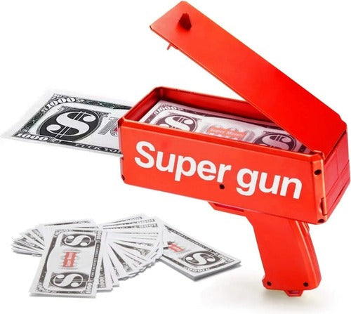 Pistola Lanza Billetes Cash Money Super Gun Party + 50 billetes