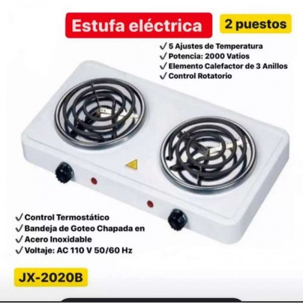 Estufa Eléctrica De 2 Puestos + Envio Gratis