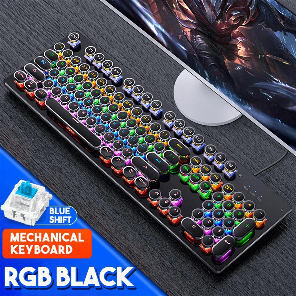 Teclado Gamer Mecánico Teclas Redondas Led Rgb + Envio Gratis