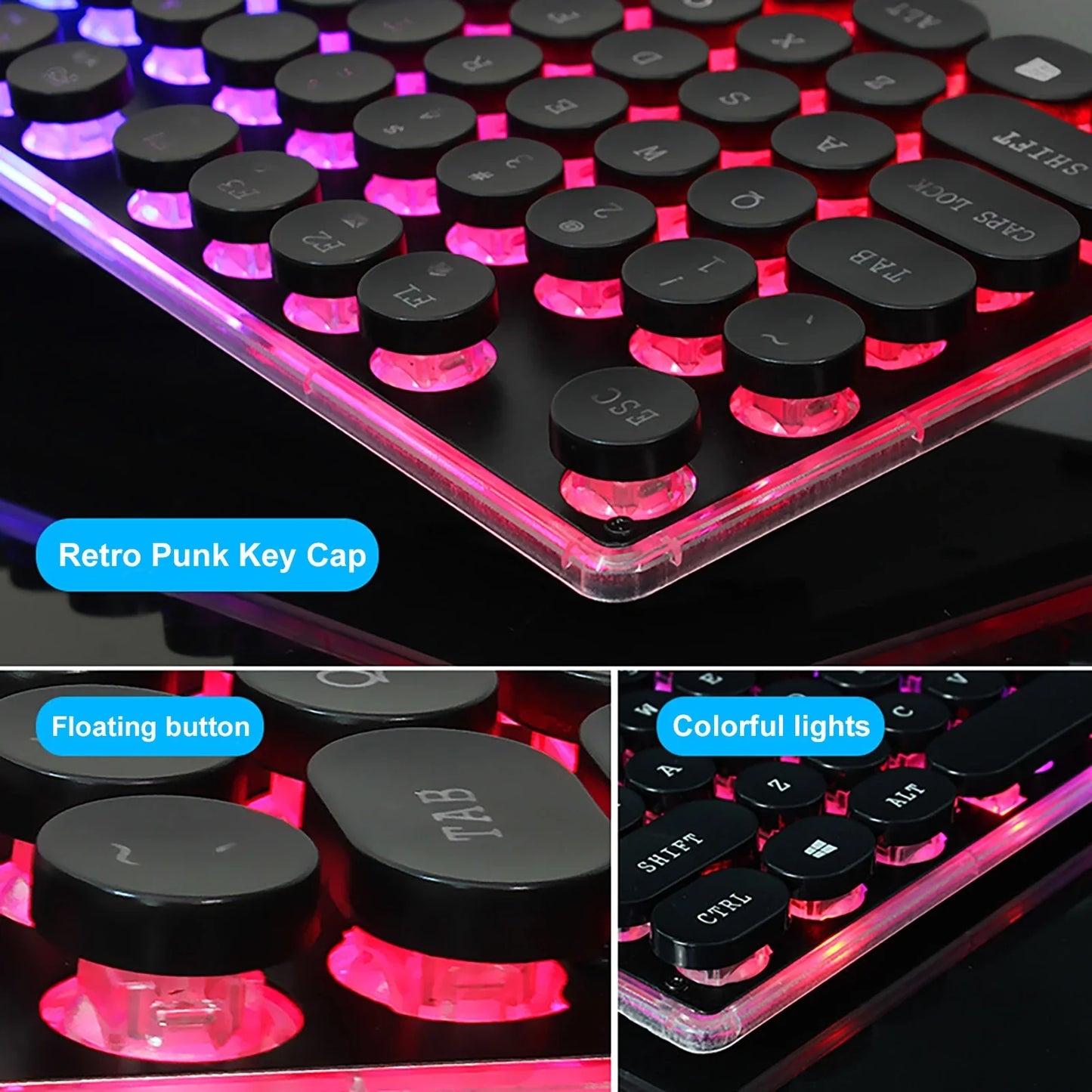 Teclado Gamer Mecánico Teclas Redondas Led Rgb + Envio Gratis