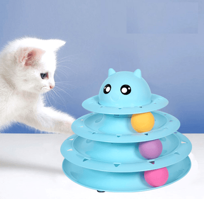 Juguete Para Gatos Torre De 3 Niveles Con Pelotas Giratorias