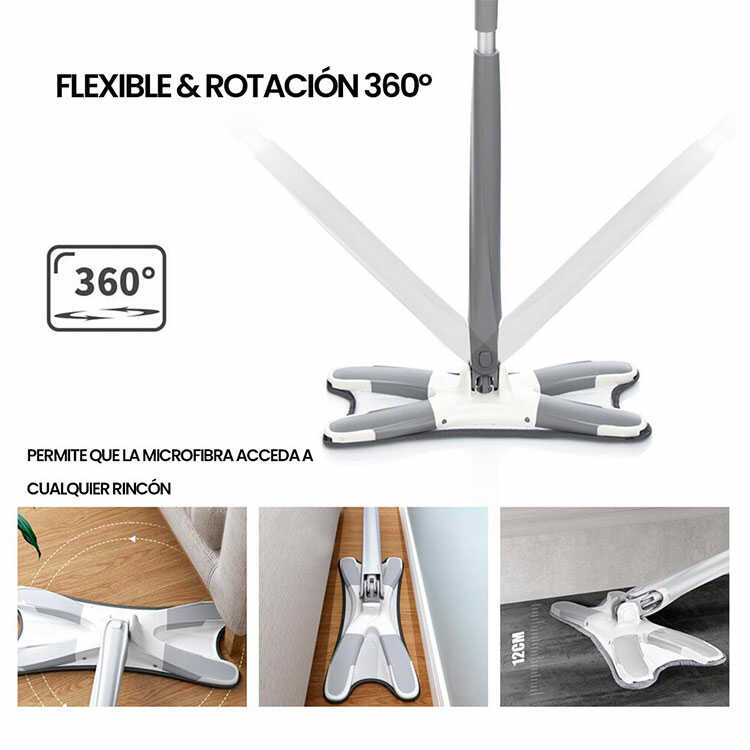 Trapeador De Fibra En X Giratorio 360 + Envio Gratis